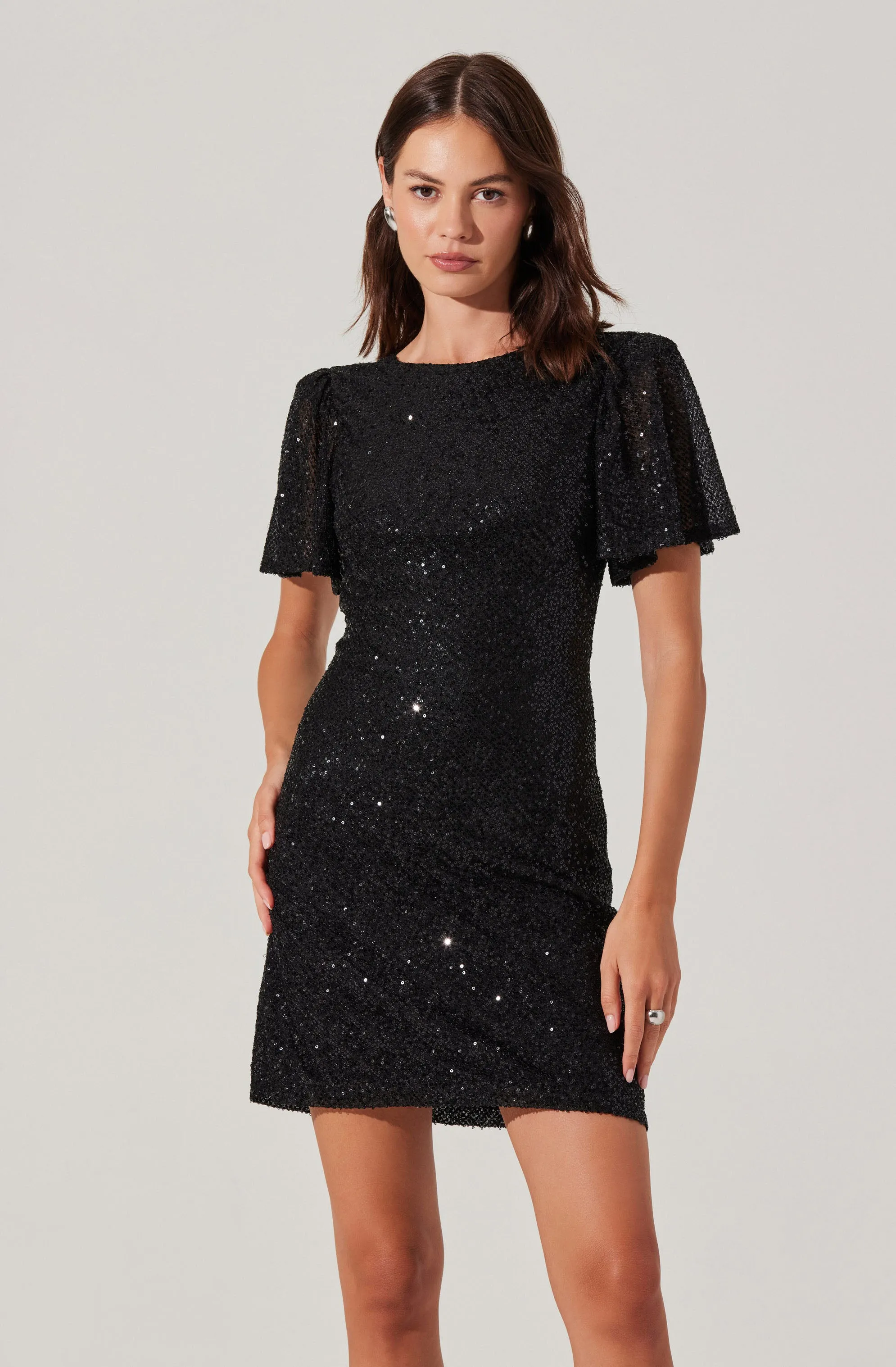 Top Rated Sequin Flutter Sleeve Mini Dress  Ends Soon!