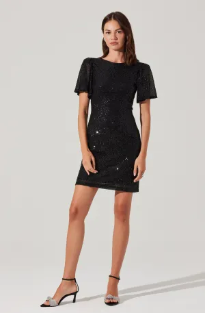 Top Rated Sequin Flutter Sleeve Mini Dress  Ends Soon!