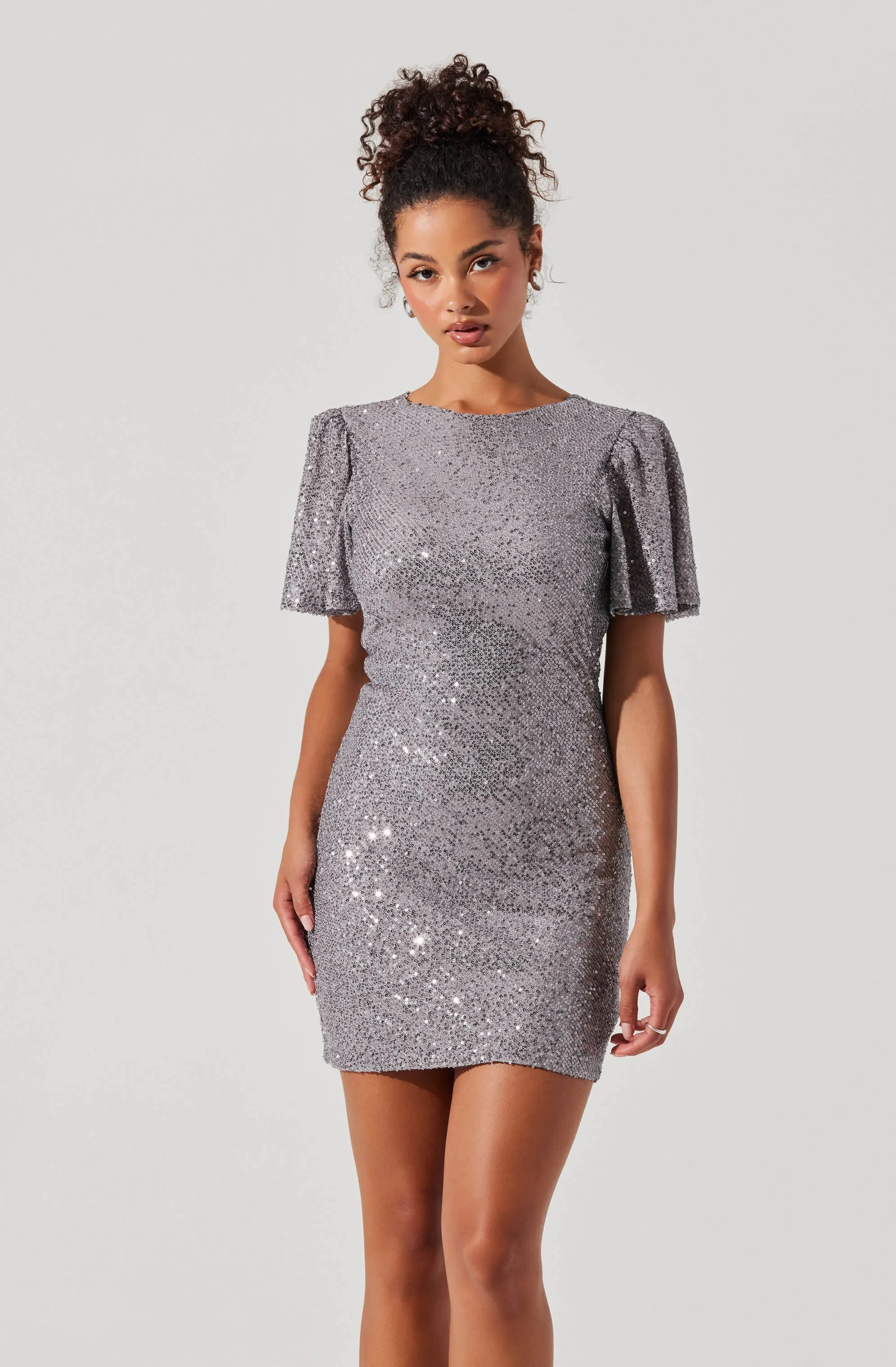Top Rated Sequin Flutter Sleeve Mini Dress  Ends Soon!