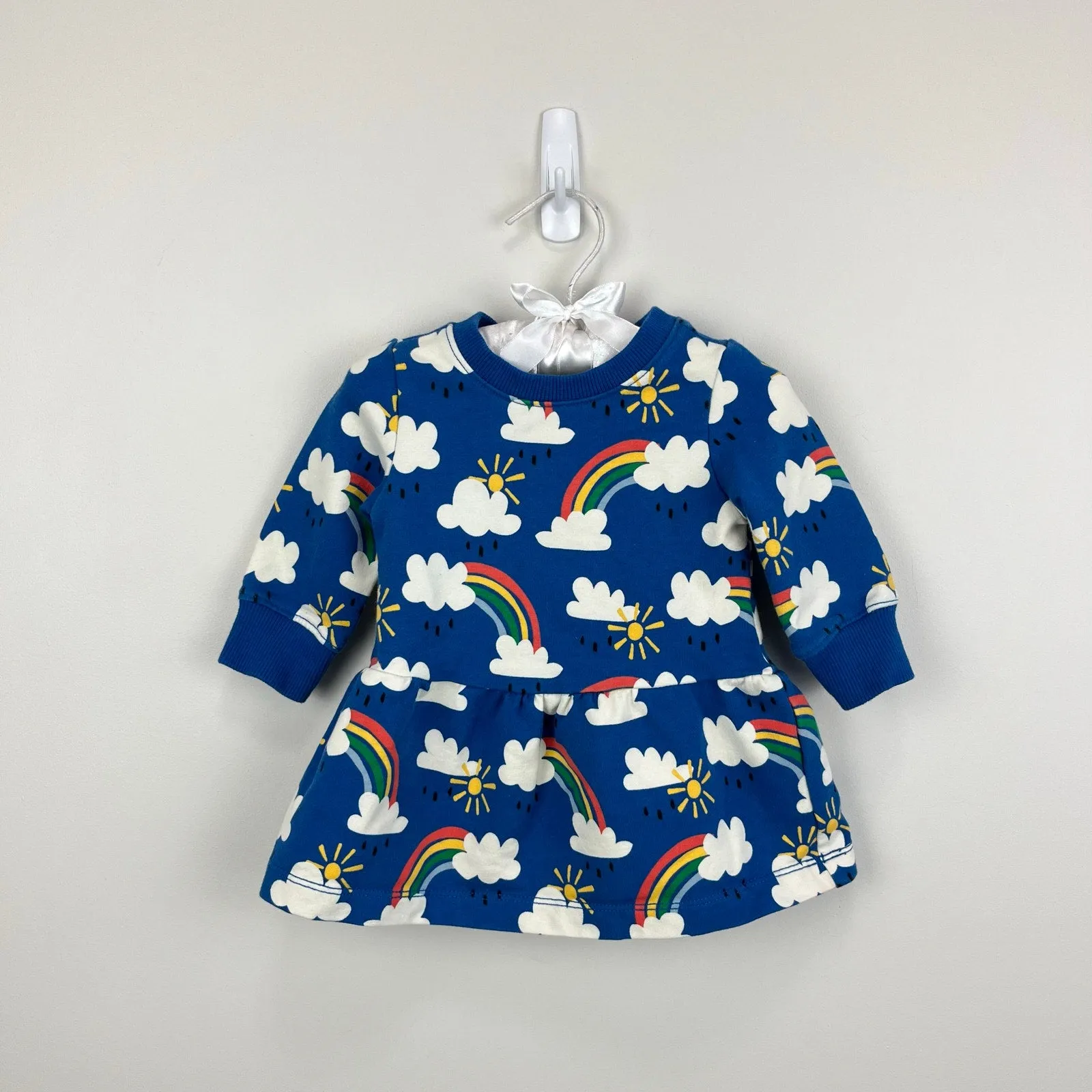 Trending Now Hanna Andersson Baby Printed French Terry Dress Blue Rain or Shine 60 cm 3-6 Months  Last Few Pieces!