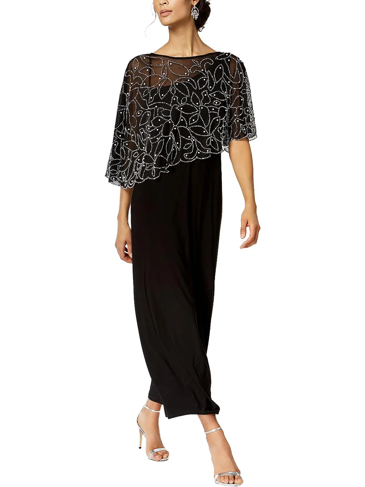 Trending Now Petites Womens Beaded Long Evening Dress  Today Only!