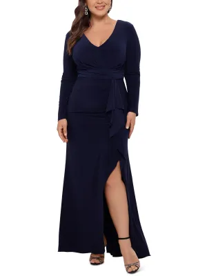 Trending Now Plus Womens Knit V-Neck Evening Dress  Dont Miss Out!