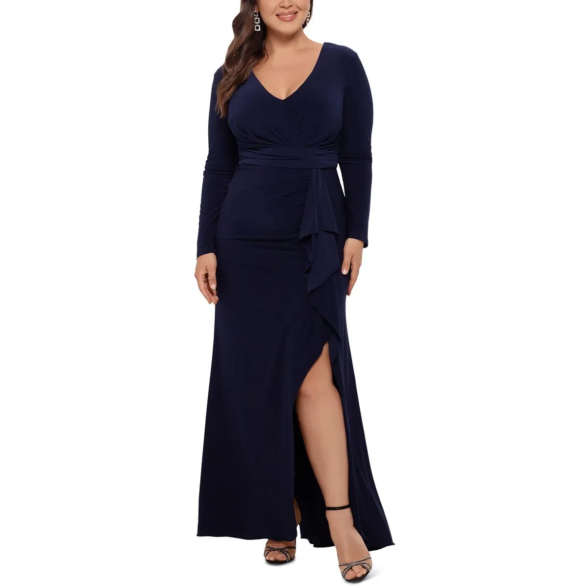 Trending Now Plus Womens Knit V-Neck Evening Dress  Dont Miss Out!