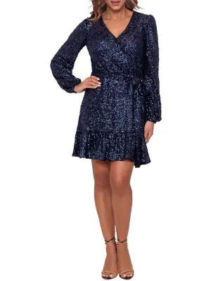 Trending Now Womens Sequined Long Sleeves Cocktail and Party Dress  Today Only!