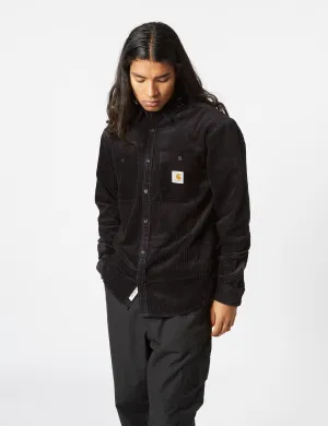 Trendy 2025 Carhartt-WIP Rhodes Long Sleeve Shirt (Loose, Corduroy) - Black  Limited Availability!