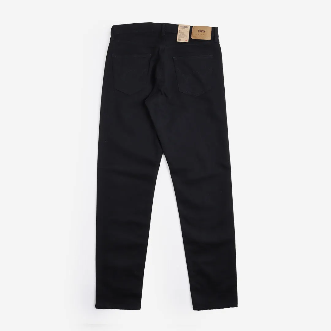 Trendy 2025 Edwin Regular Tapered Kaihara Black x Black Stretch 12.5oz Denim Jeans  Dont Miss Out!