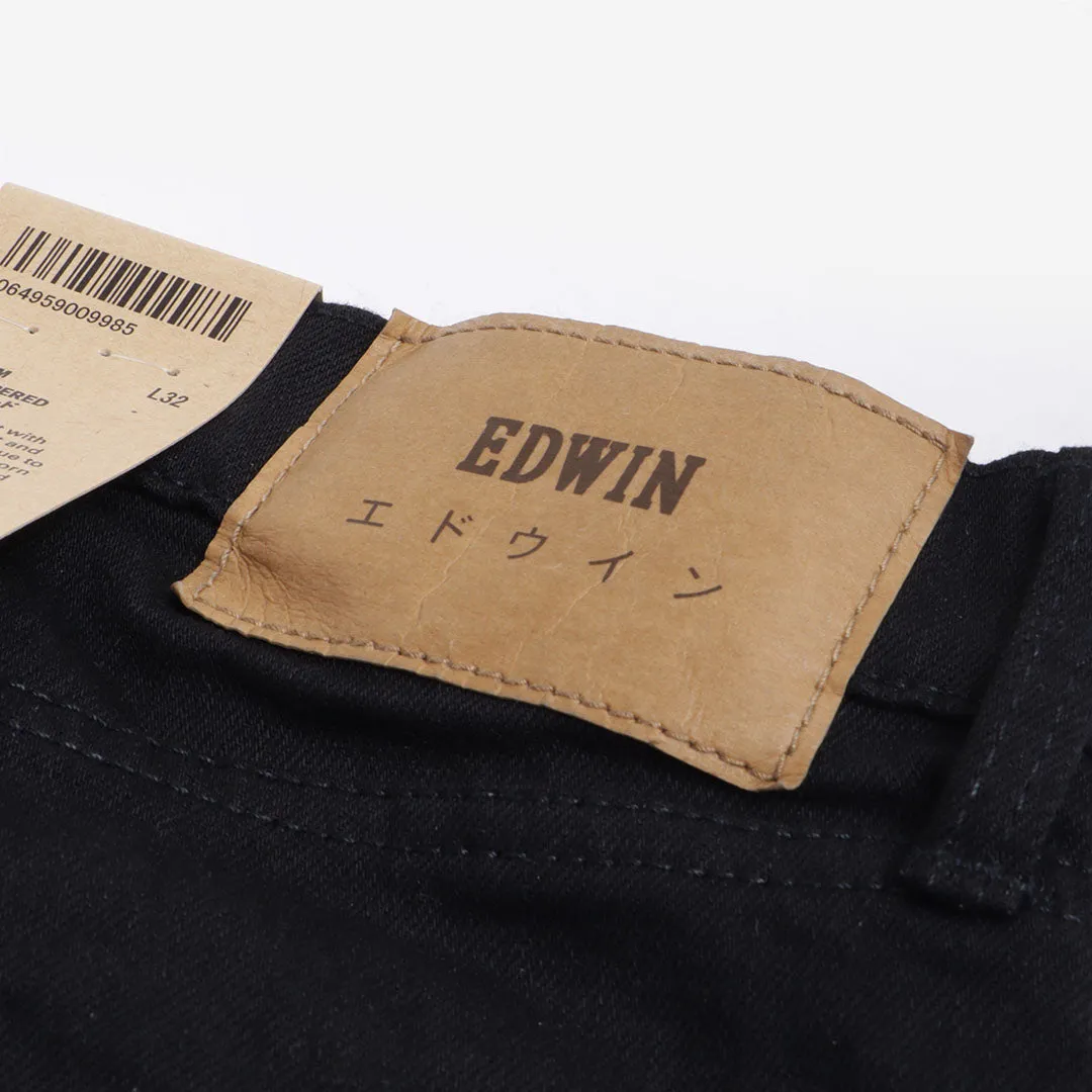 Trendy 2025 Edwin Regular Tapered Kaihara Black x Black Stretch 12.5oz Denim Jeans  Dont Miss Out!