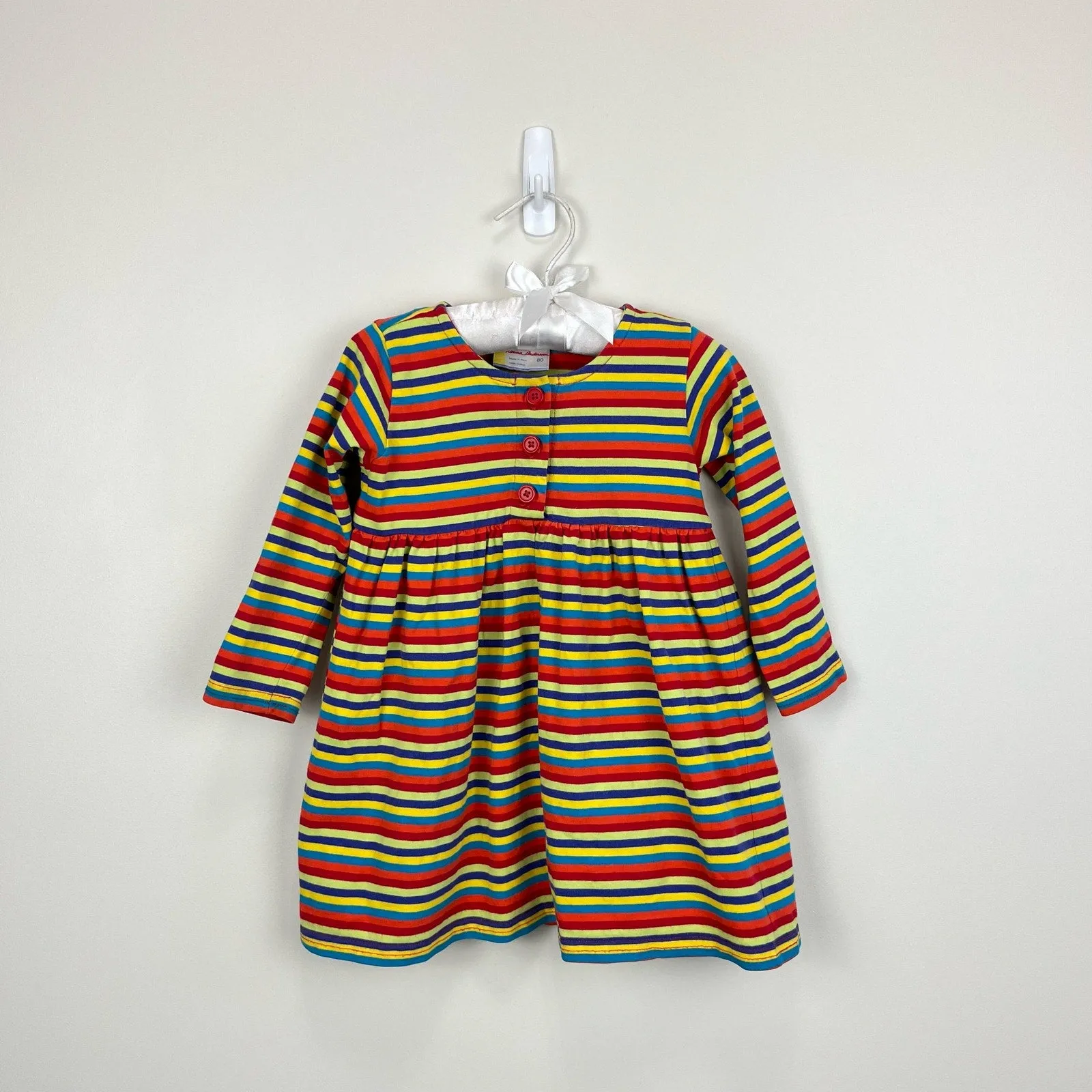 Trendy 2025 Hanna Andersson Long Sleeve Rainbow Striped Play Dress 80 cm 18-24 Months  Last Chance!