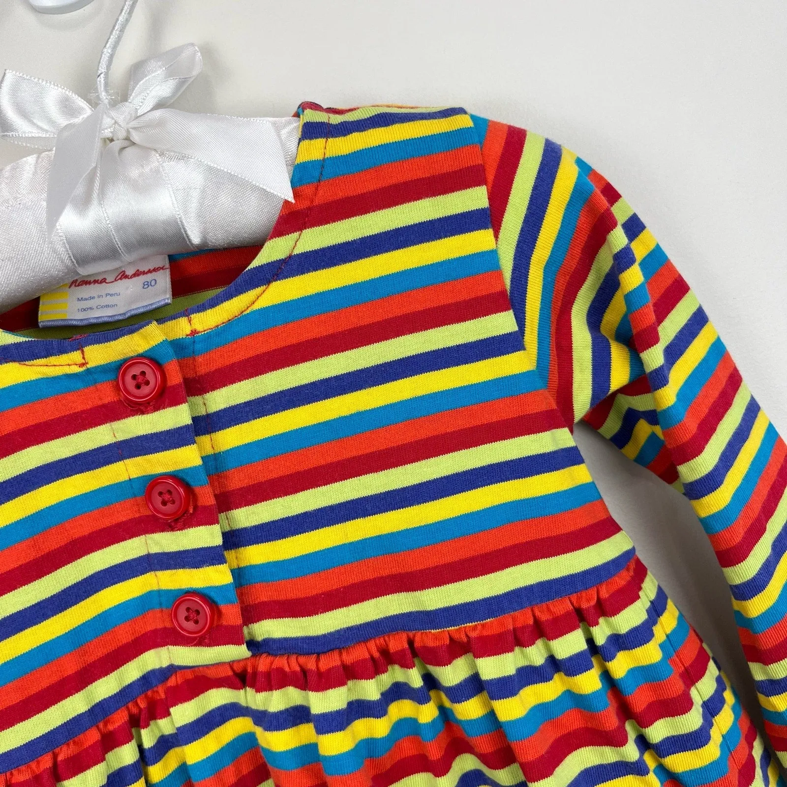Trendy 2025 Hanna Andersson Long Sleeve Rainbow Striped Play Dress 80 cm 18-24 Months  Last Chance!
