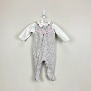 Trendy 2025 Mayoral Baby Gray Heart Footie 4-6 Months  Last Few Pieces!