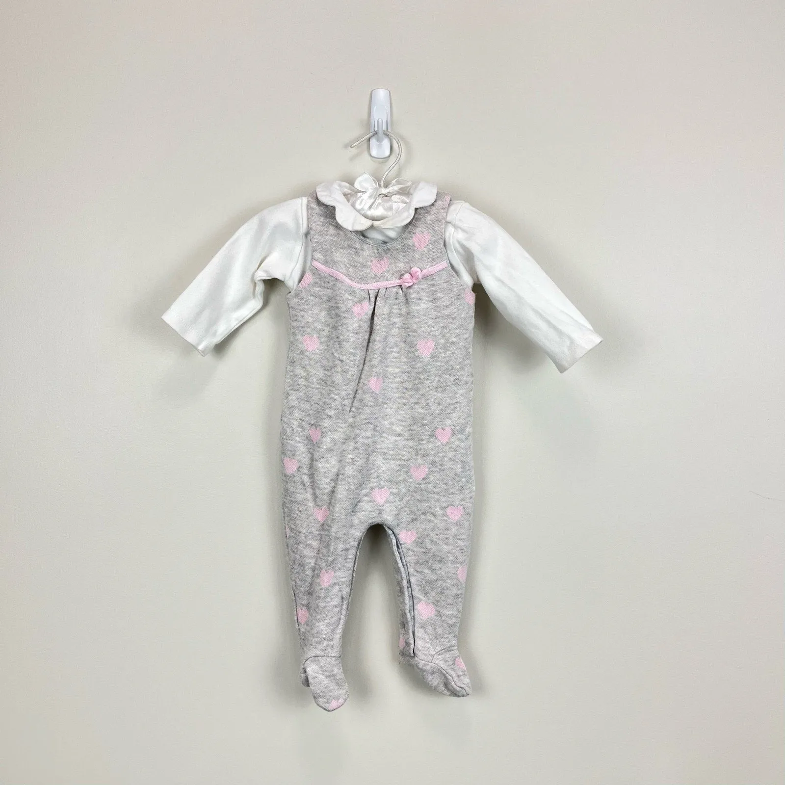 Trendy 2025 Mayoral Baby Gray Heart Footie 4-6 Months  Last Few Pieces!