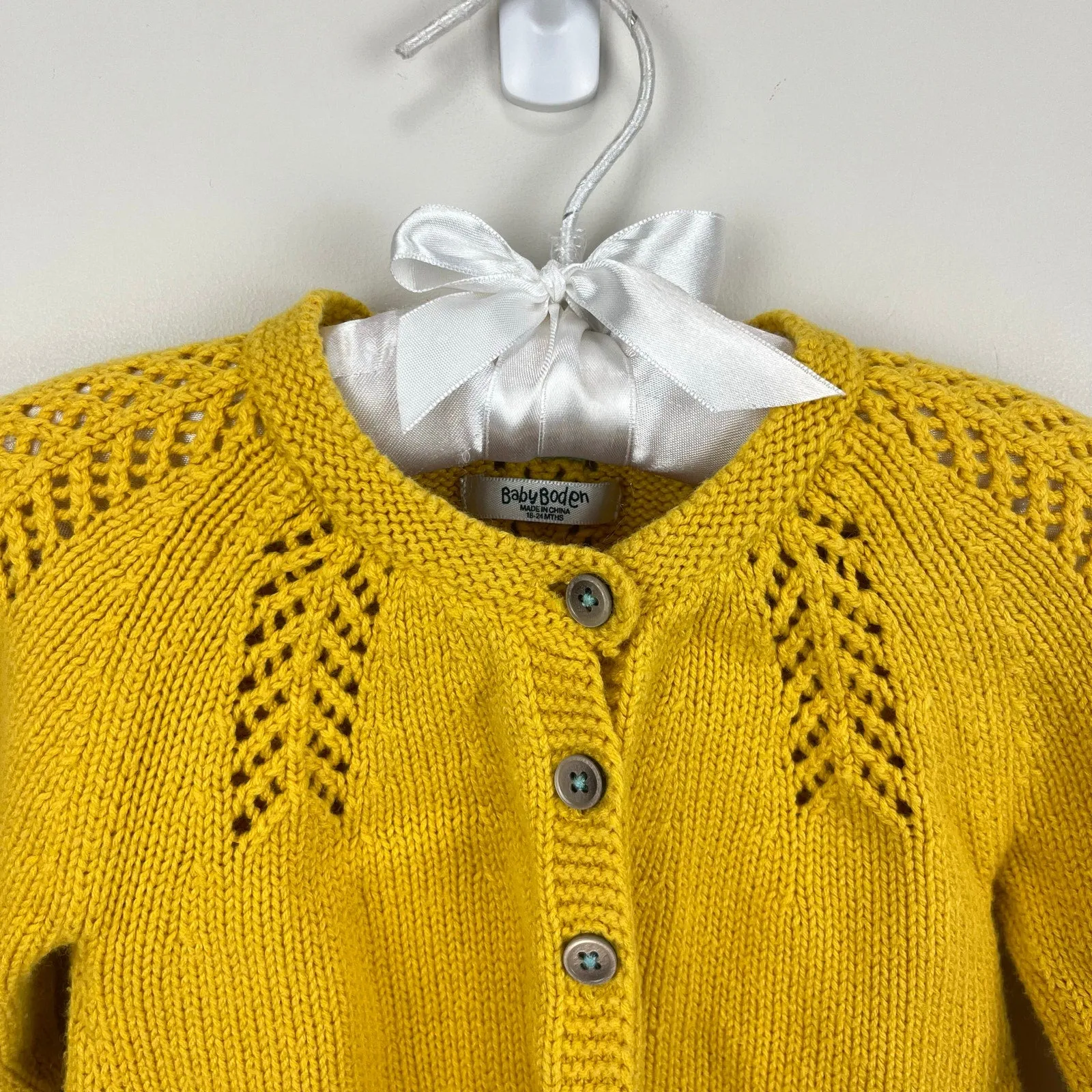 Trendy 2025 Mini Boden Golden Pointelle Cardigan Sweater 18-24 Months  Today Only!