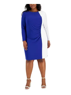 Trendy 2025 Plus Womens Colorblock Knee Sheath Dress  Limited Stock!