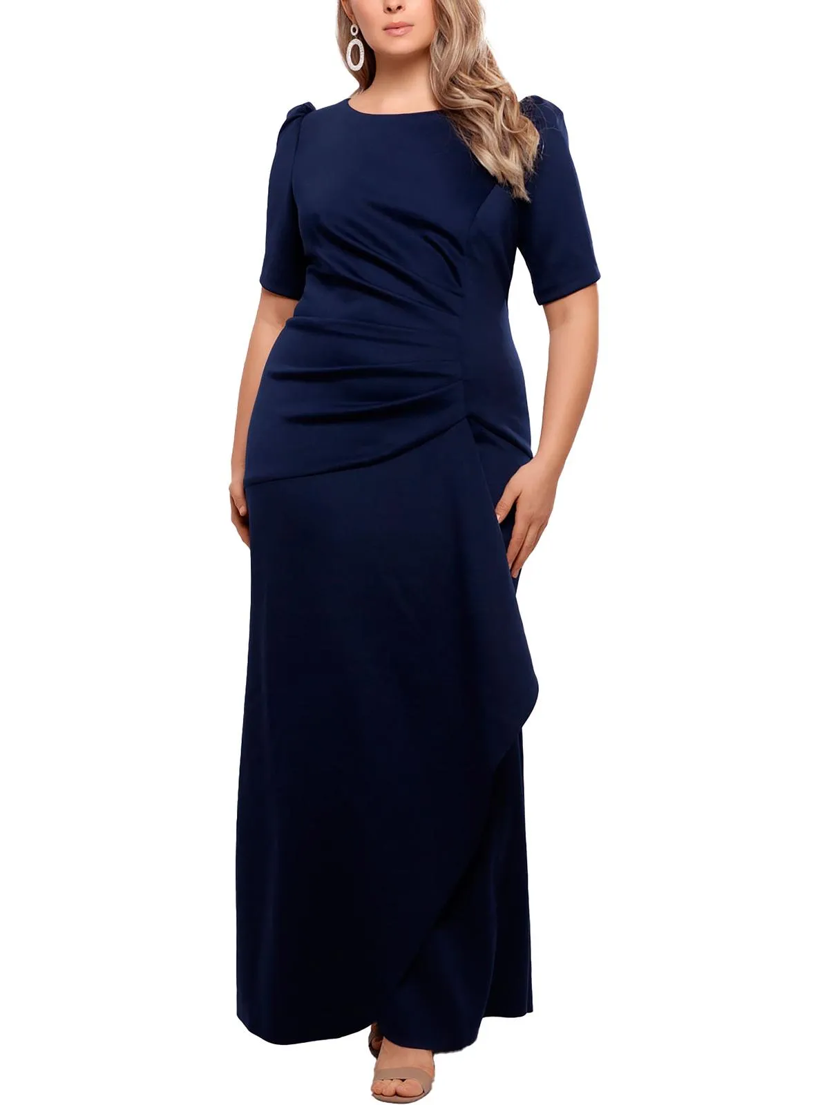 Trendy 2025 Plus Womens Faux Wrap Maxi Evening Dress  Last Chance!