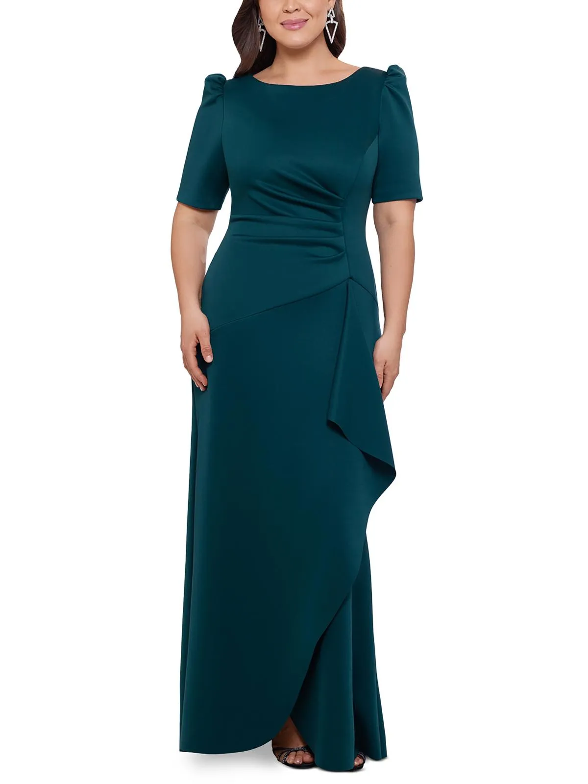 Trendy 2025 Plus Womens Faux Wrap Maxi Evening Dress  Last Chance!