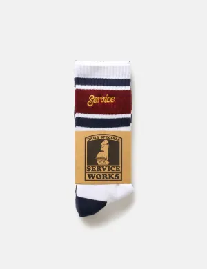Trendy 2025 Service Works Logo Ringer Socks - White  Limited Stock!