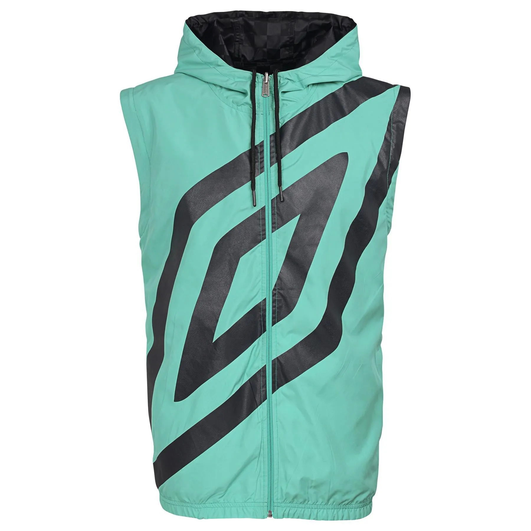 Umbro Men's Full Zip Check 4-Way System Jacket, Black Beauty/Mint