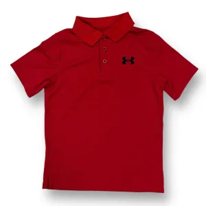Under Armour Heatgear Youth Boy Size 10/12 Polo Red YMD Golf Shirt