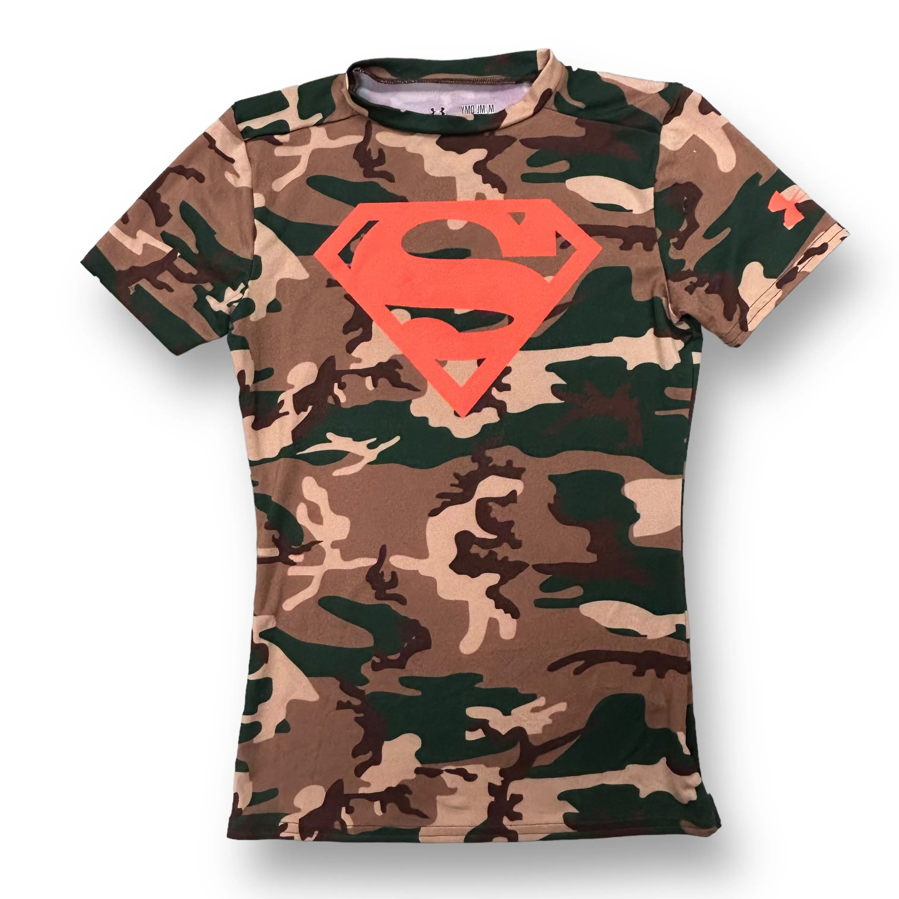Under Armour YMD Boys Size 10/12 Superman Camo Short Sleeve Fitted Tee