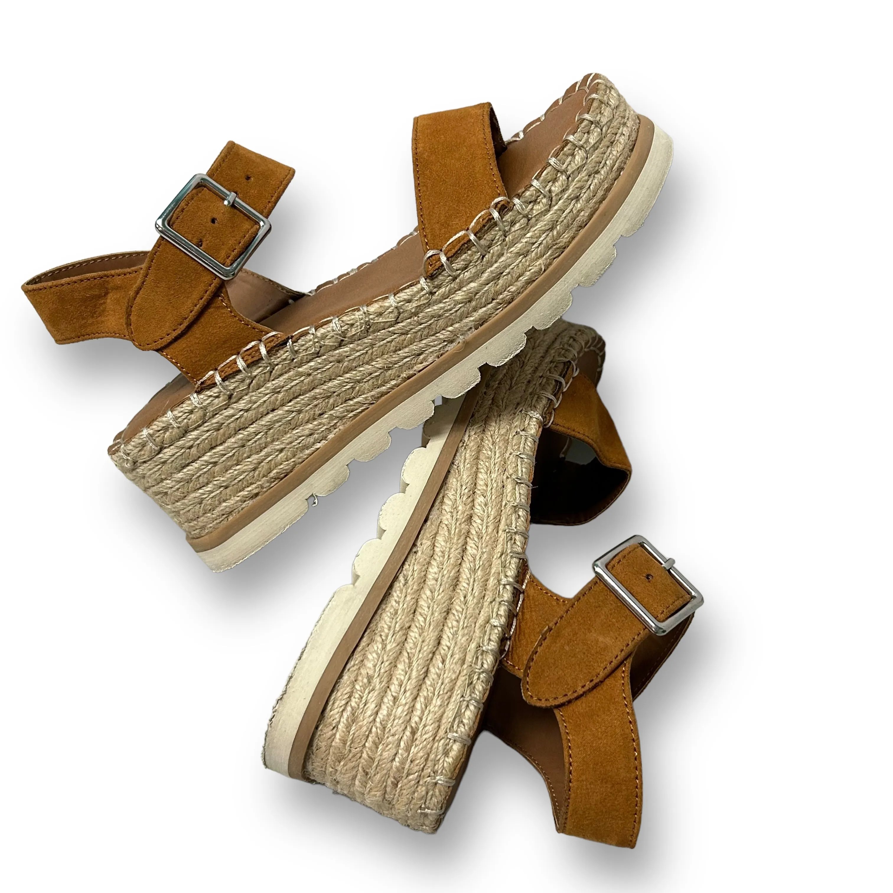 Universal Thread Womens Size 5 Brown Espadrille Wedge Sandals