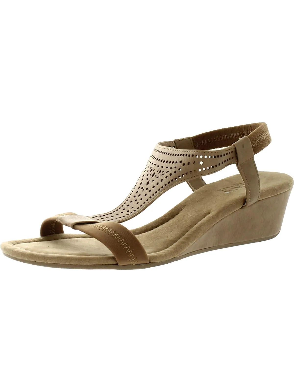 Vacanza Womens Faux Leather Wedge Sandals