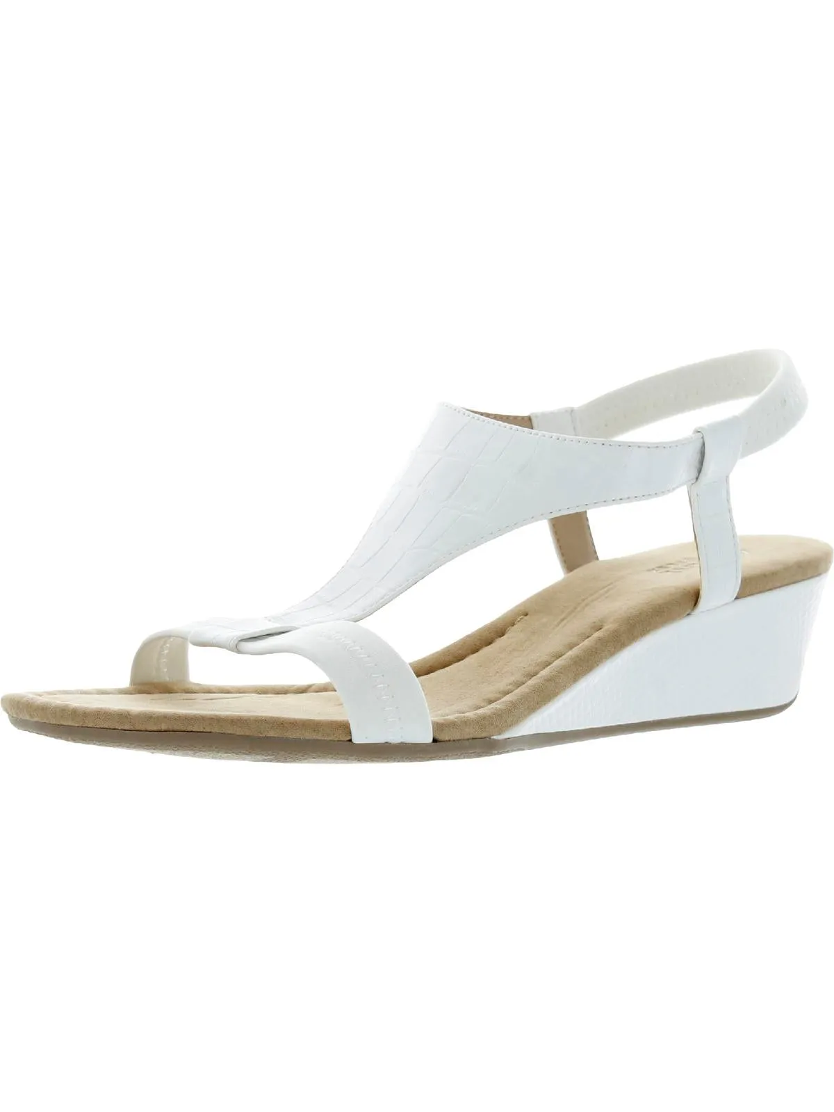 Vacanza Womens Faux Leather Wedge Sandals