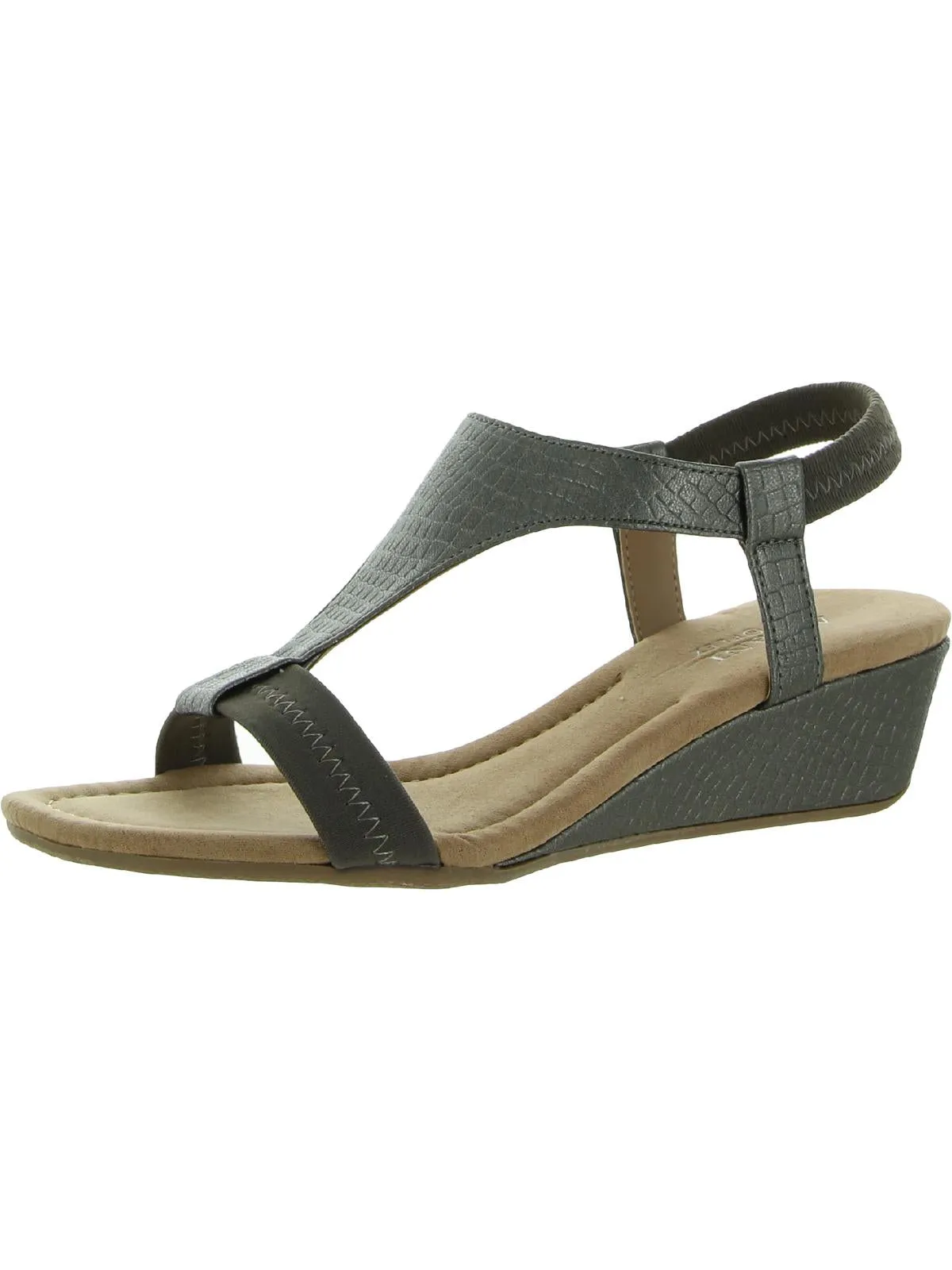 Vacanza Womens Faux Leather Wedge Sandals