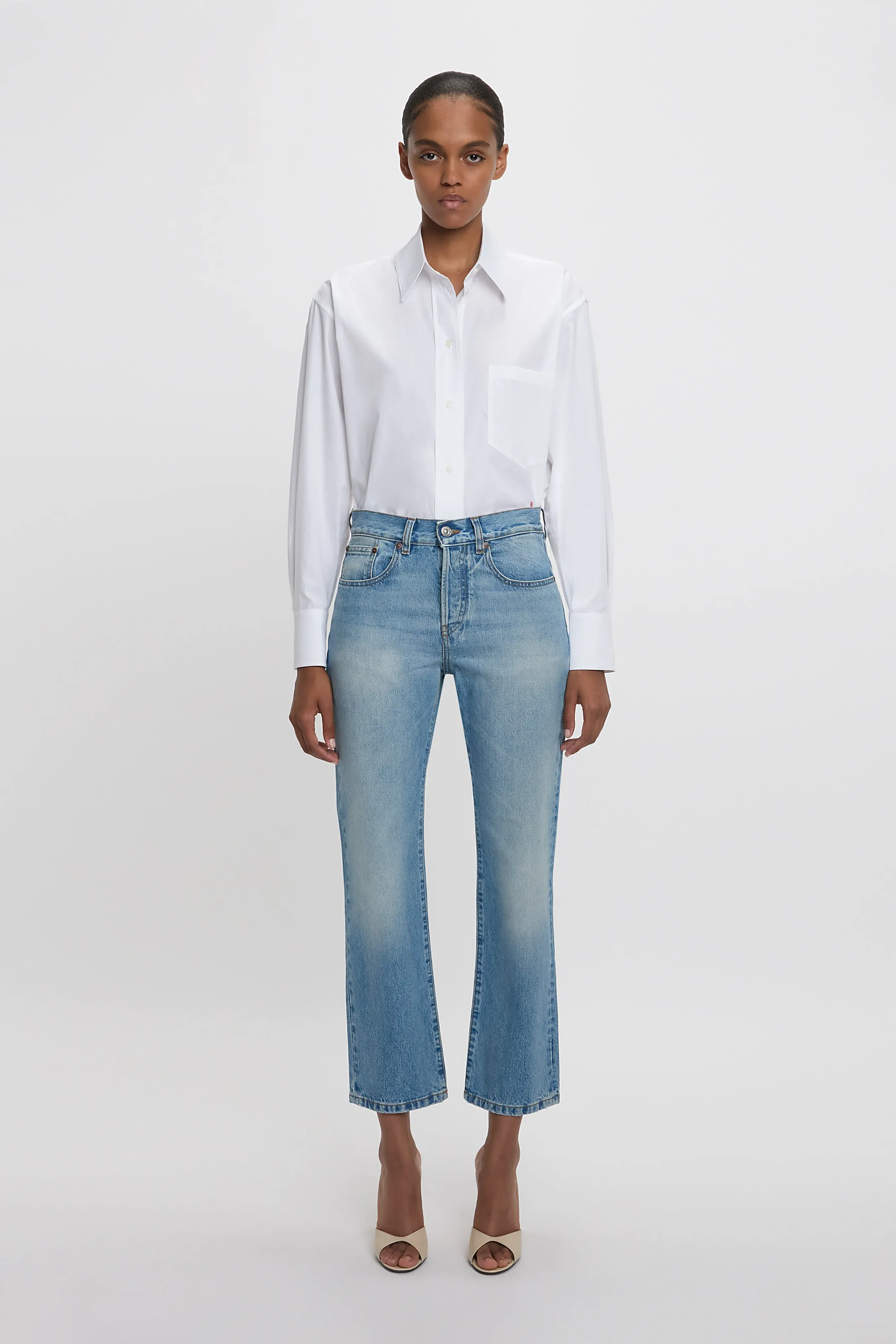 Victoria Mid-Rise Jean In Light Blue Victoria Beckham