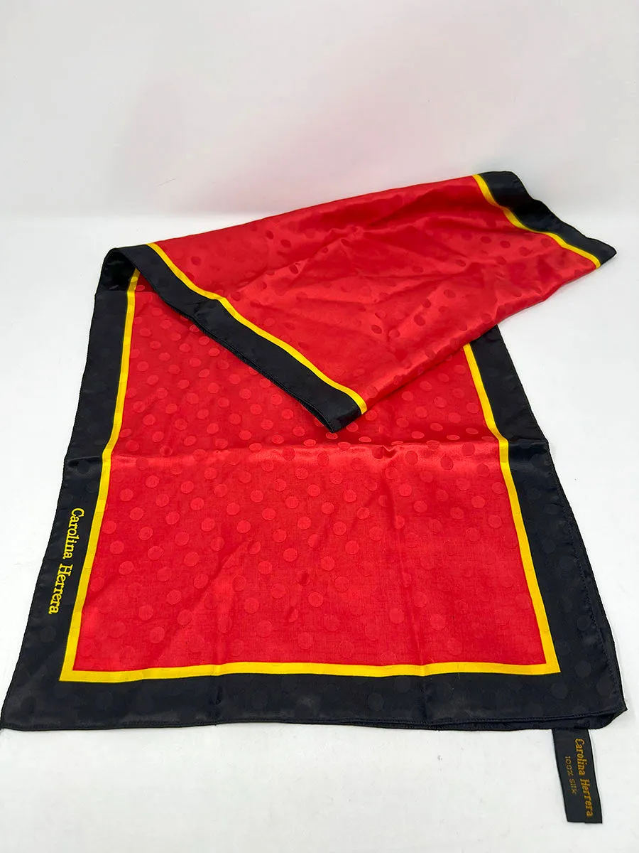 Vintage Carolina Herrera Red & Black Silk Scarf