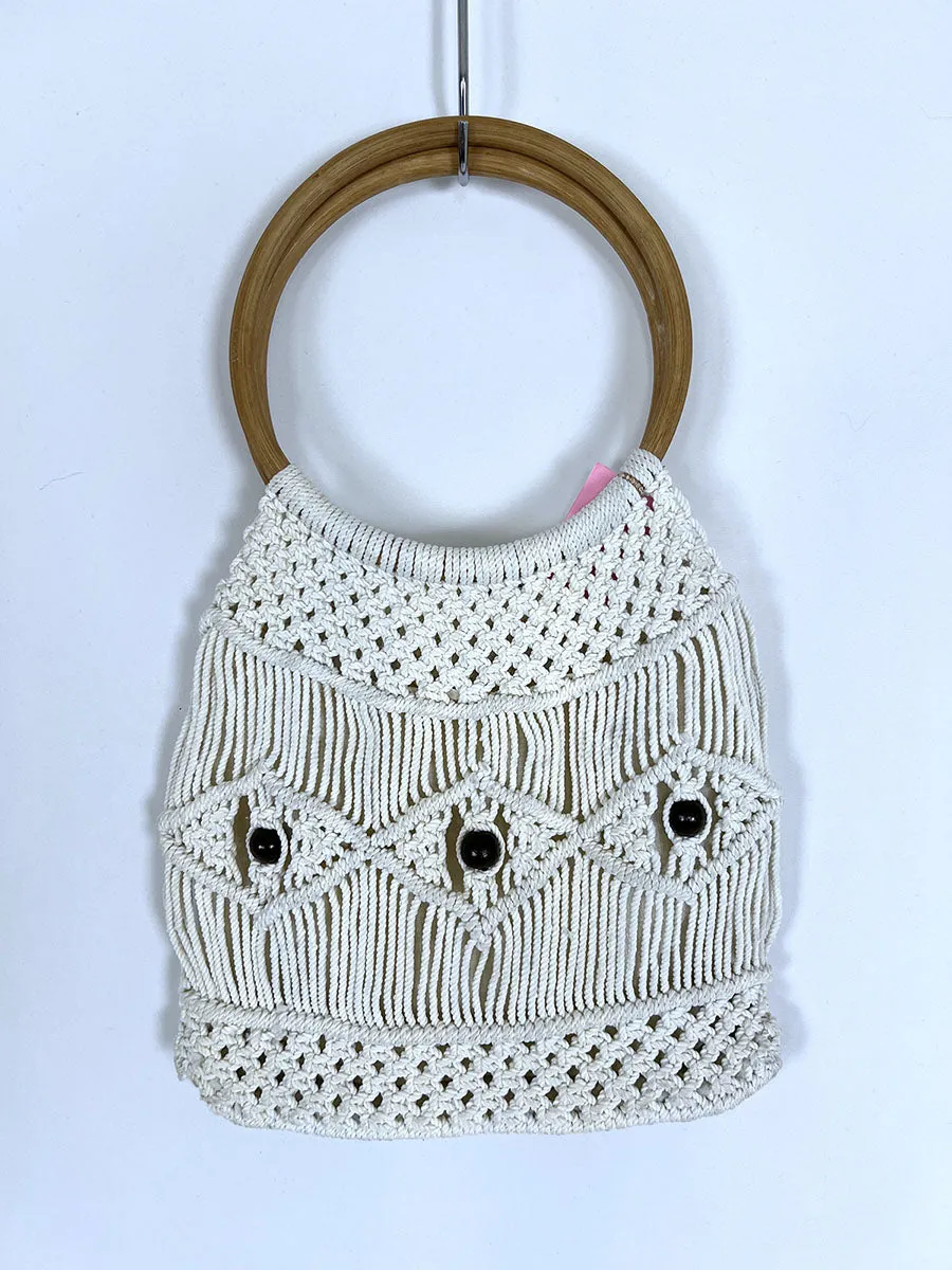 Vintage Ivory Crochet Small Arm Purse
