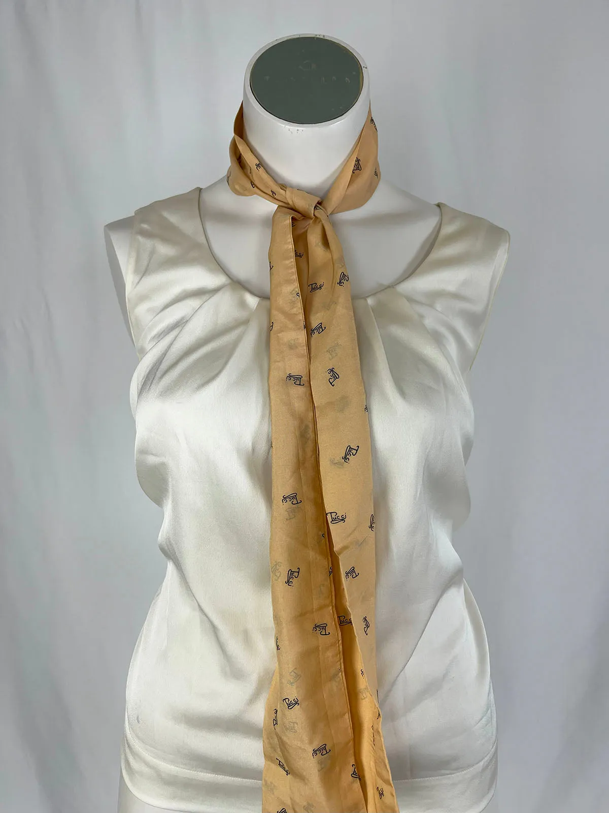 Vintage Tucci Peach & Black Signature Long Scarf