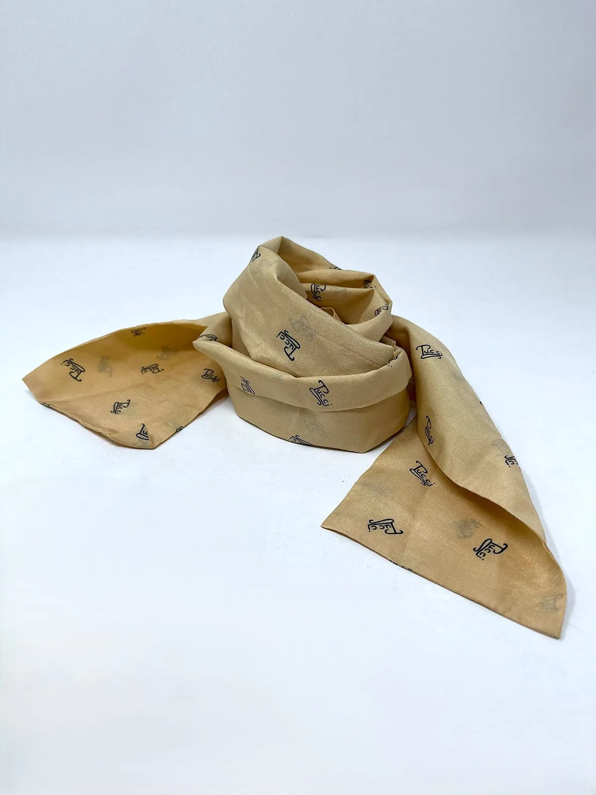 Vintage Tucci Peach & Black Signature Long Scarf