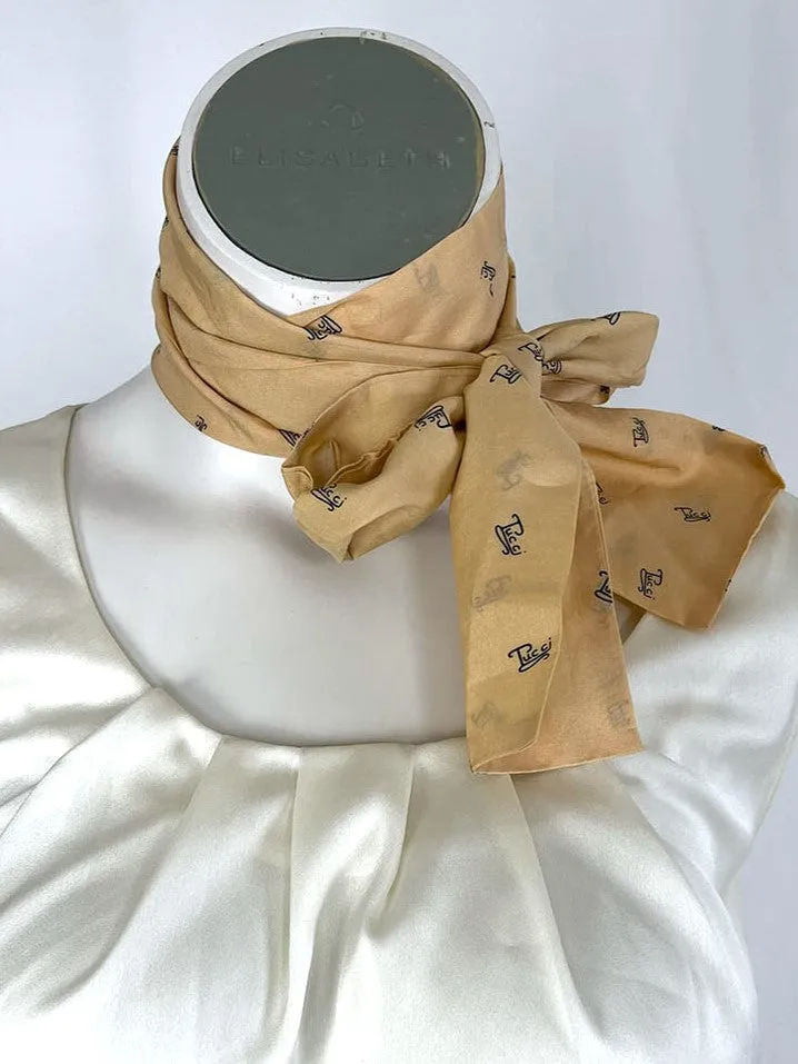 Vintage Tucci Peach & Black Signature Long Scarf