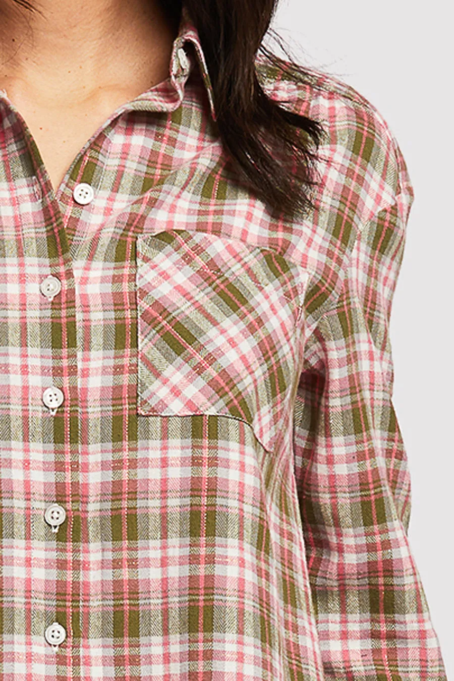 VIP Favorite Long Sleeve Button Down Shirt, Chest Patch Pockets Shirred Shoulder Detail  Almost Gone!