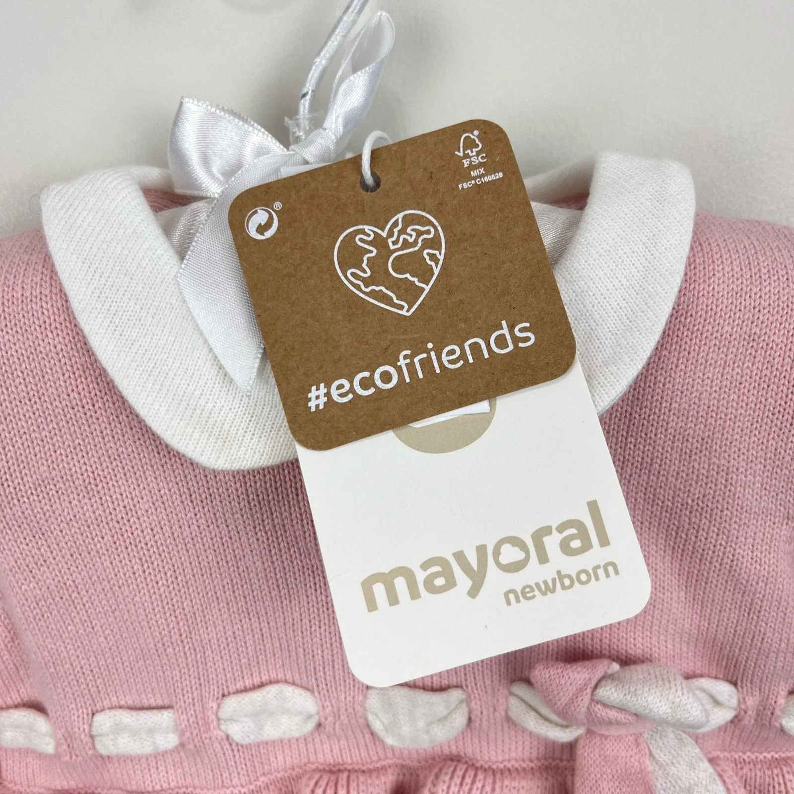 VIP Favorite Mayoral Baby Girls Rose Knitted Bow Romper 2-4 Months NWT  Ends Soon!