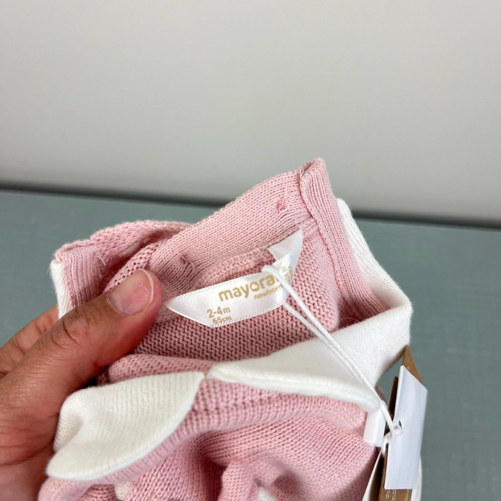 VIP Favorite Mayoral Baby Girls Rose Knitted Bow Romper 2-4 Months NWT  Ends Soon!