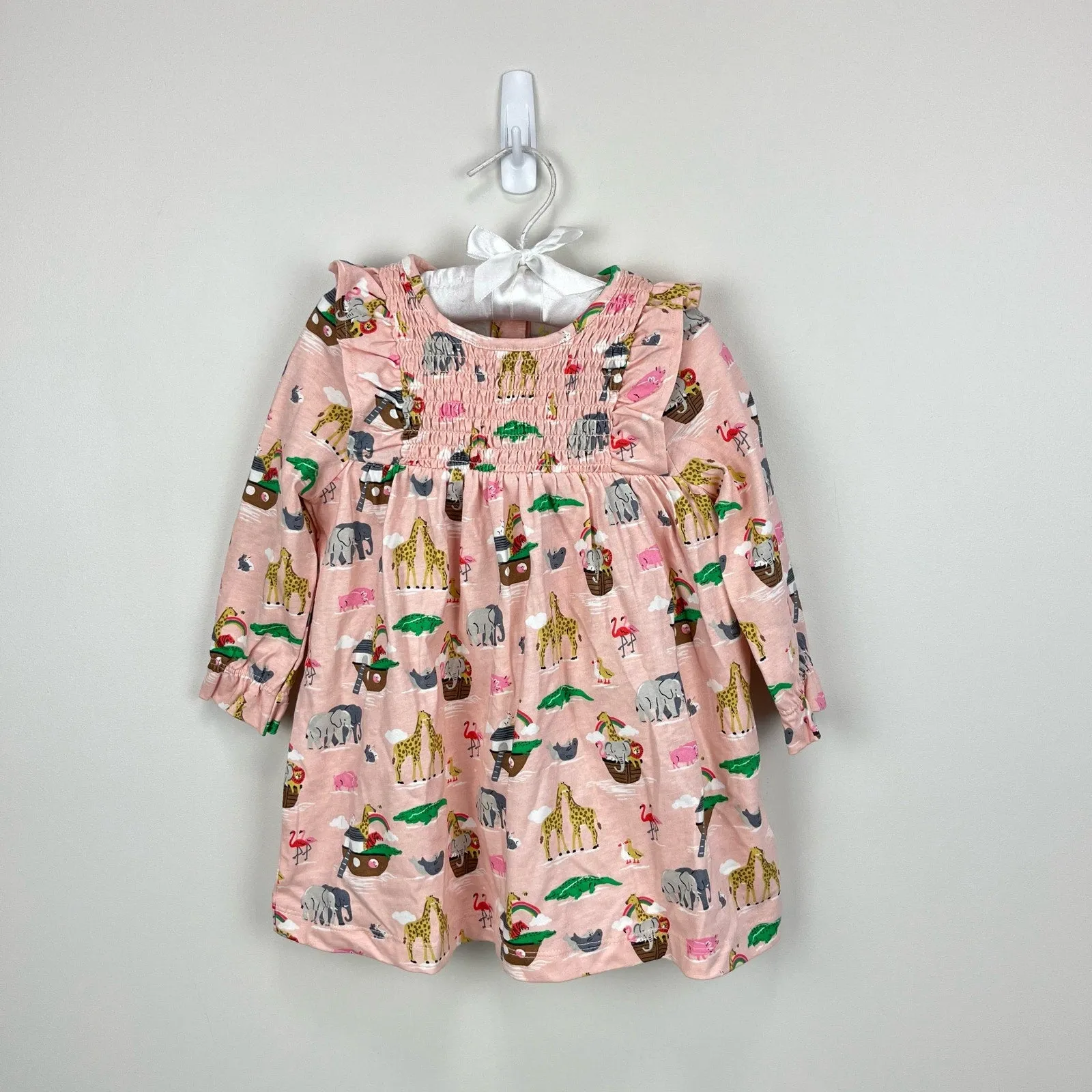 VIP Favorite Mini Boden Printed Jersey Dress Provence Pink Dusty Animals 9-12 Months  Almost Sold Out!