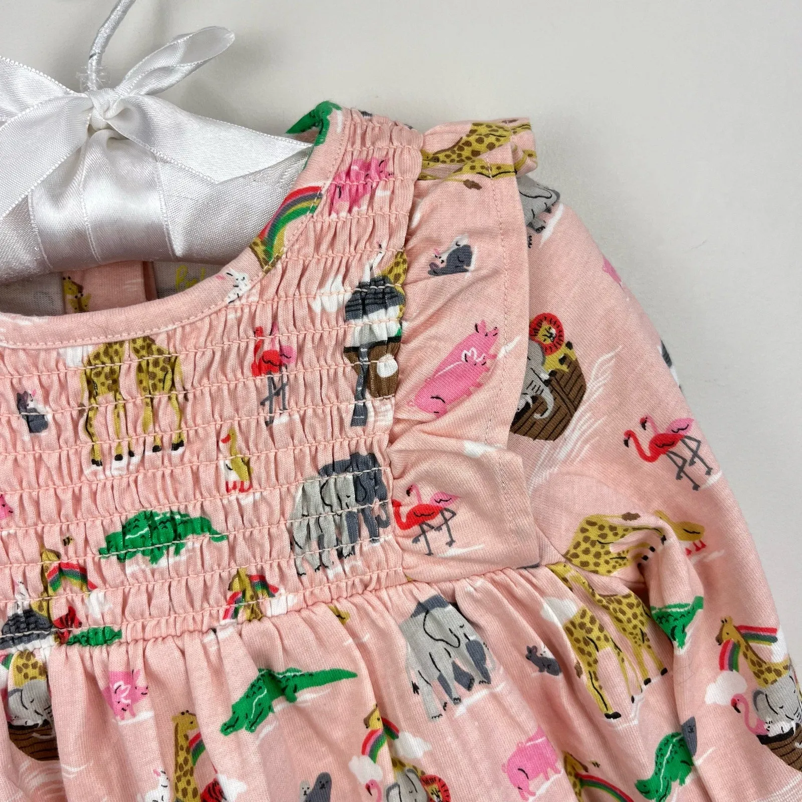VIP Favorite Mini Boden Printed Jersey Dress Provence Pink Dusty Animals 9-12 Months  Almost Sold Out!