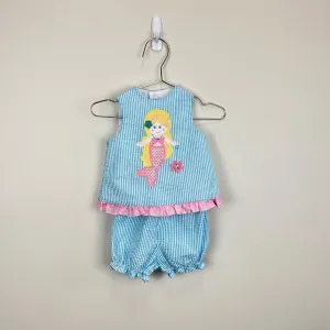 VIP Favorite The Bailey Boys Blue Seersucker Mermaid Outfit 3 Months  Going Fast!