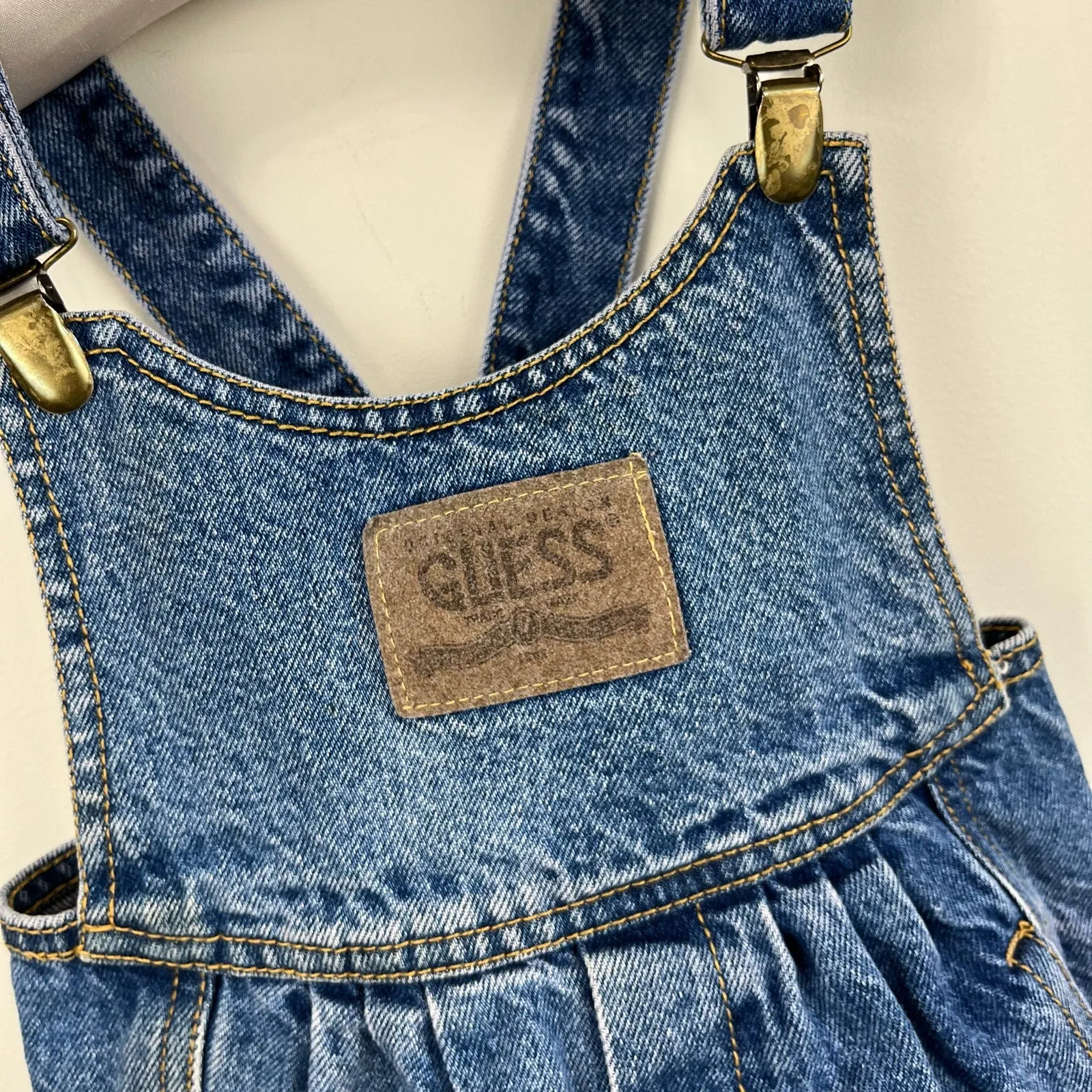 VIP Favorite Vintage Guess Leather Patch Overalls 2T USA  Last Chance!