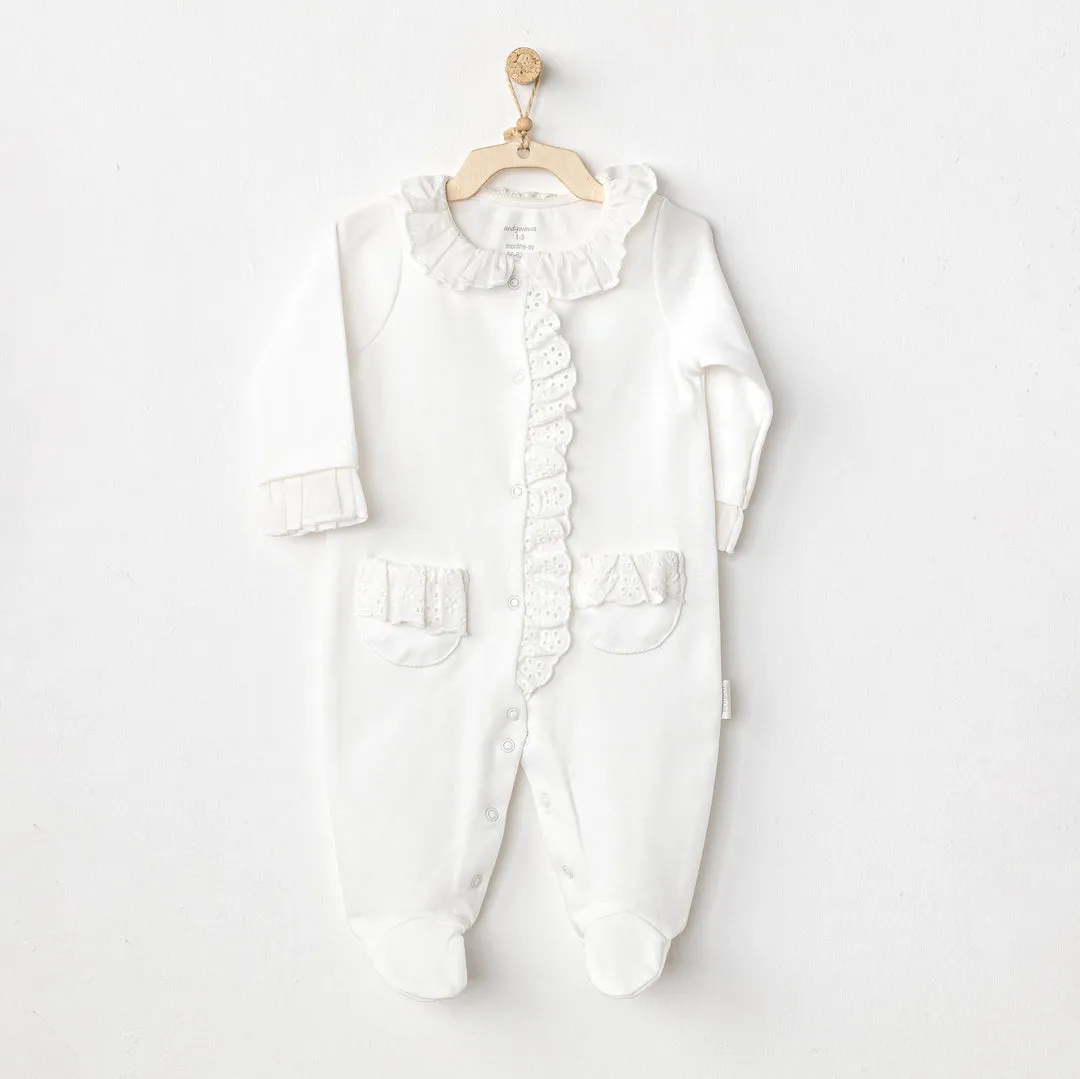 White Duck Pocket Ruffle Babygrow