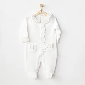 White Duck Pocket Ruffle Babygrow