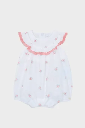 White Floral Baby Romper