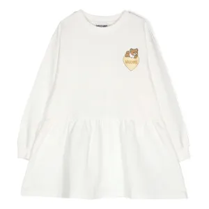White Heart Bear Print Dress