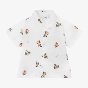 White Inspector Print Shirt
