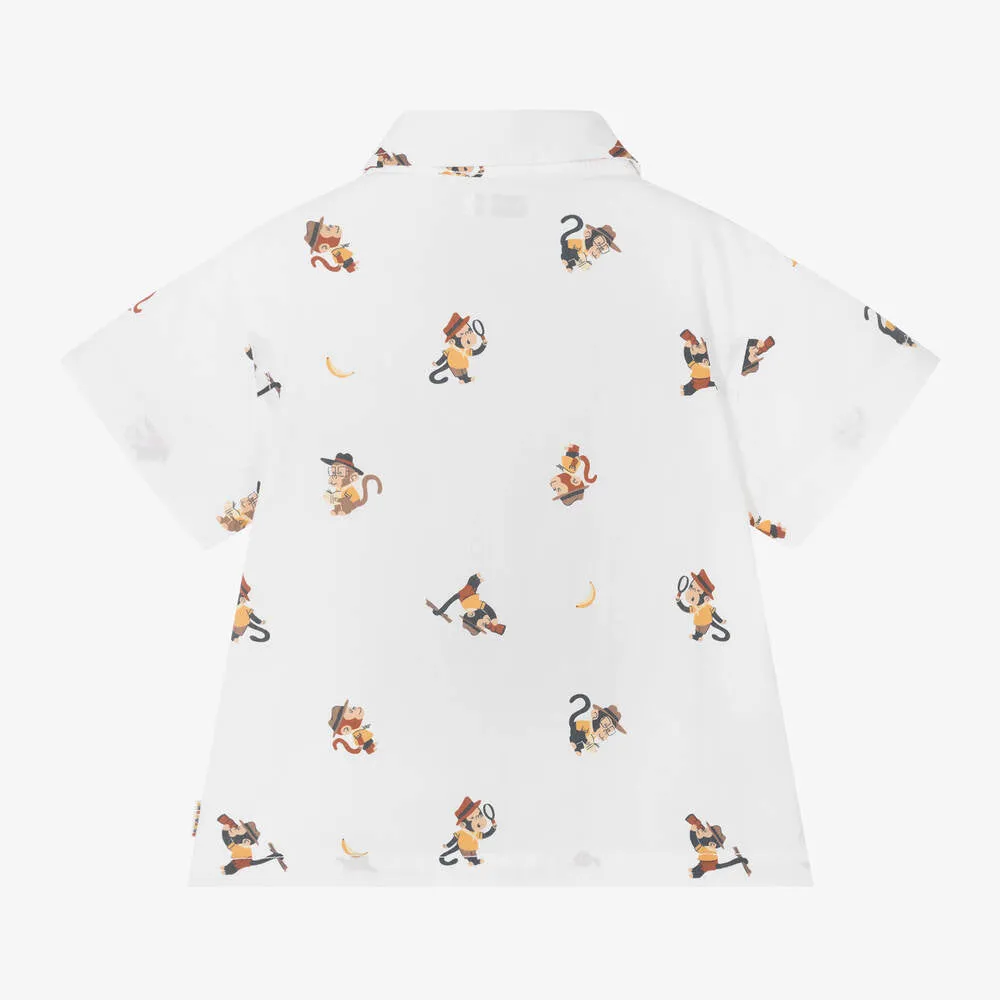 White Inspector Print Shirt