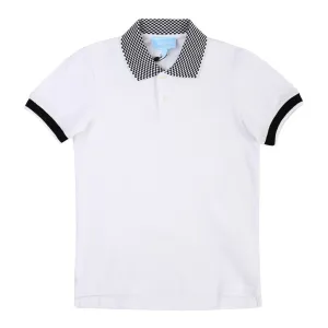 White Textured Collar Polo