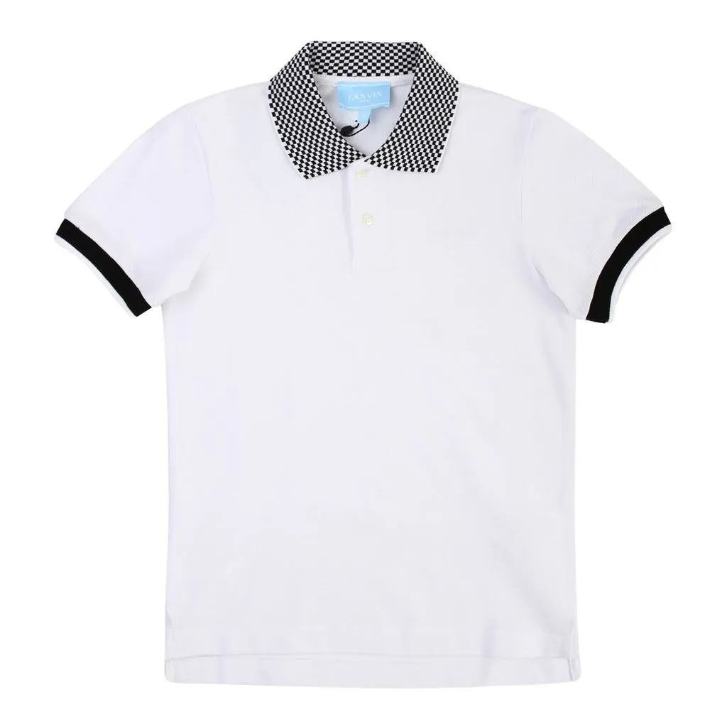White Textured Collar Polo