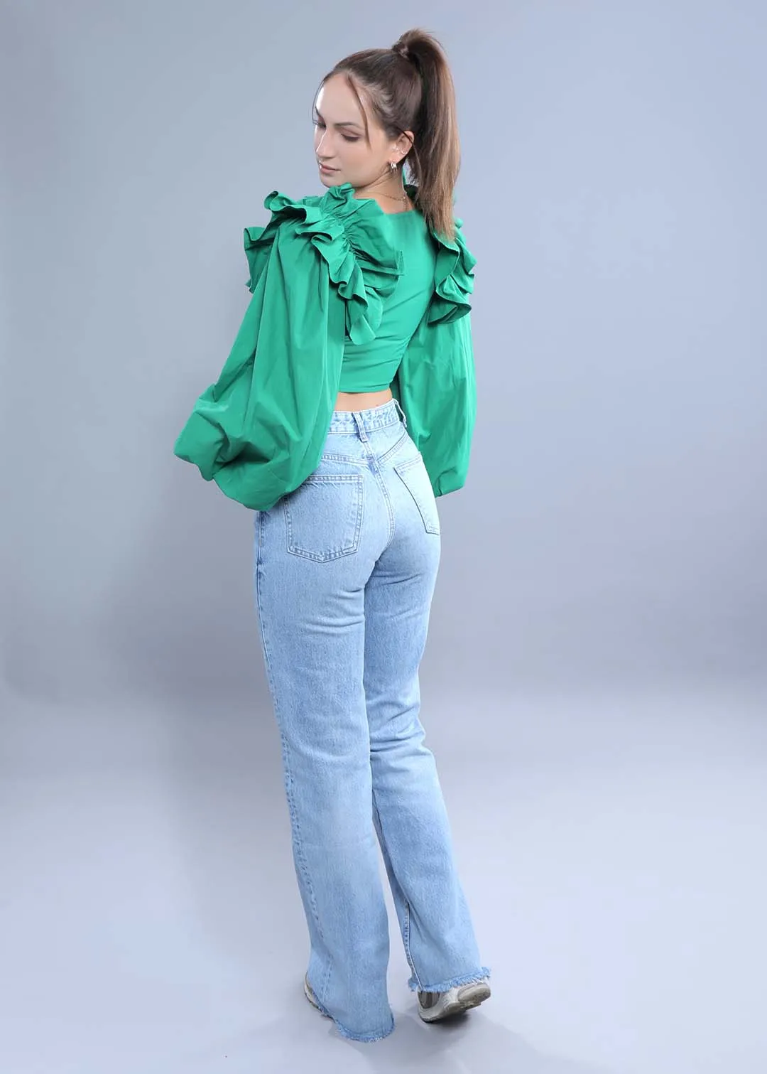 Women's Fitted Top with Balloon Sleeves French Theory