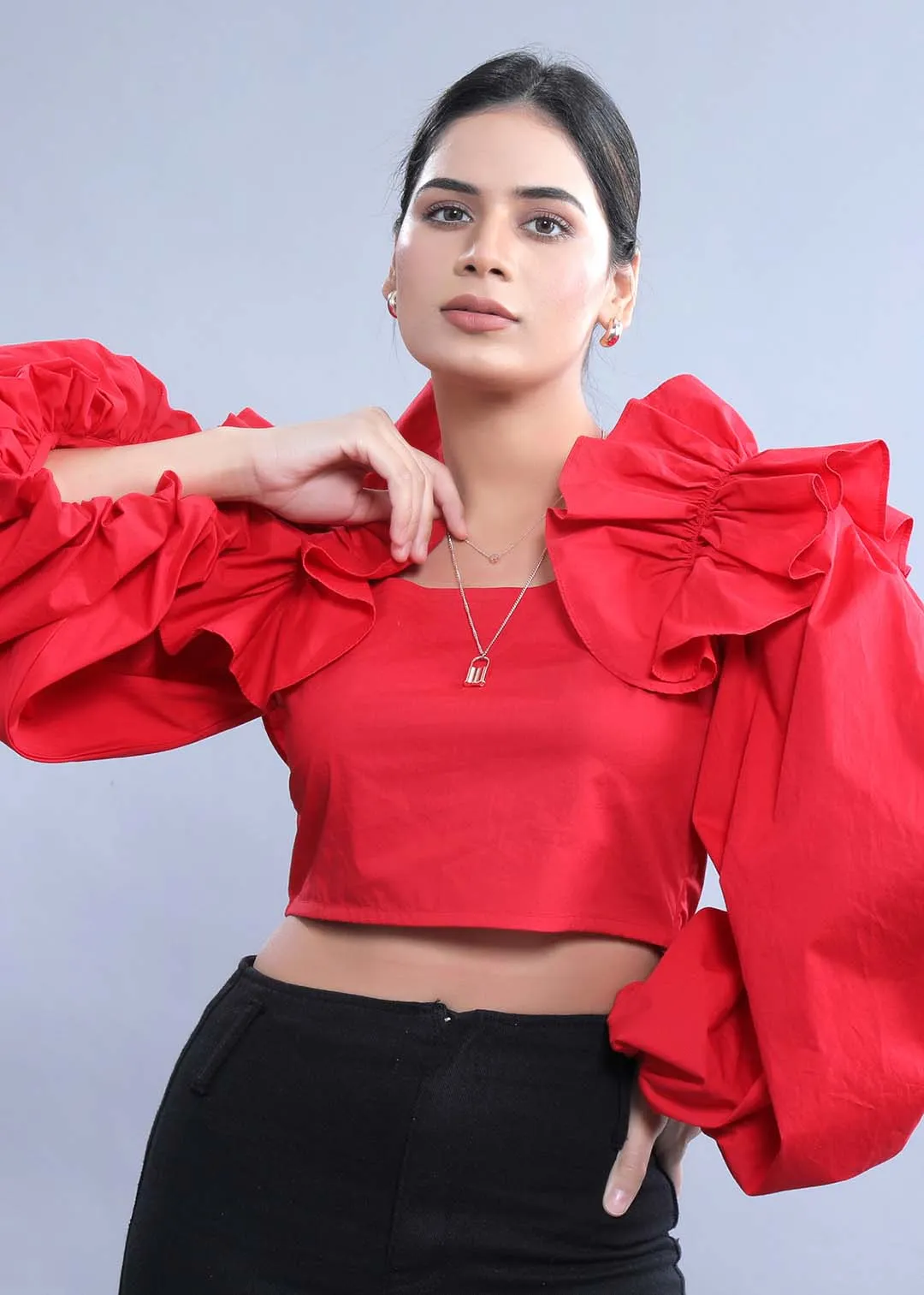 Women's Fitted Top with Balloon Sleeves French Theory